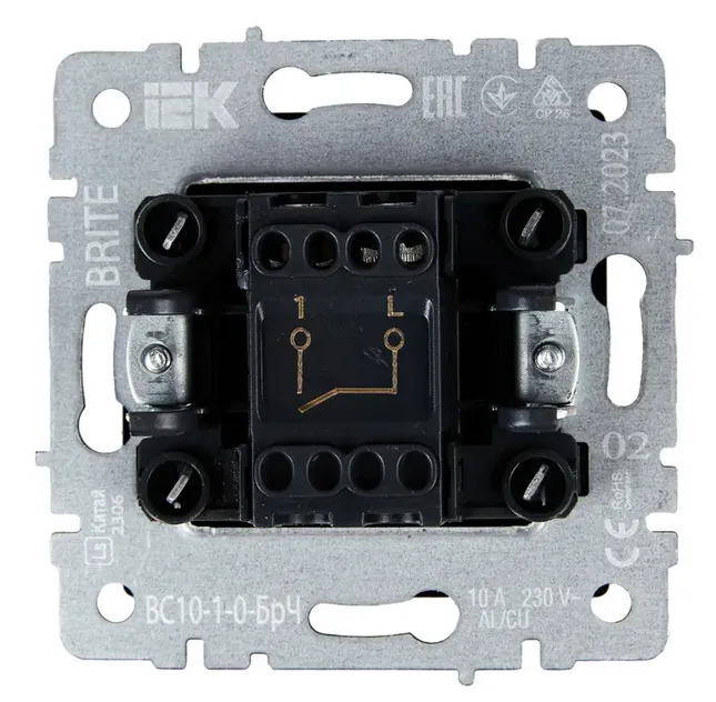 Выключатель 1кл черный Брайт ВС10-1-0-БрЧ BR-V10-0-10-K02 1