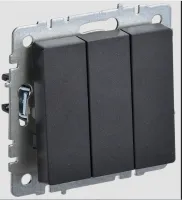 Выключатель 3кл черный Брайт ВС10-3-0-БрЧ BR-V30-0-10-K02