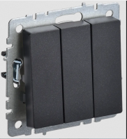 Выключатель 3кл черный Брайт ВС10-3-0-БрЧ BR-V30-0-10-K02